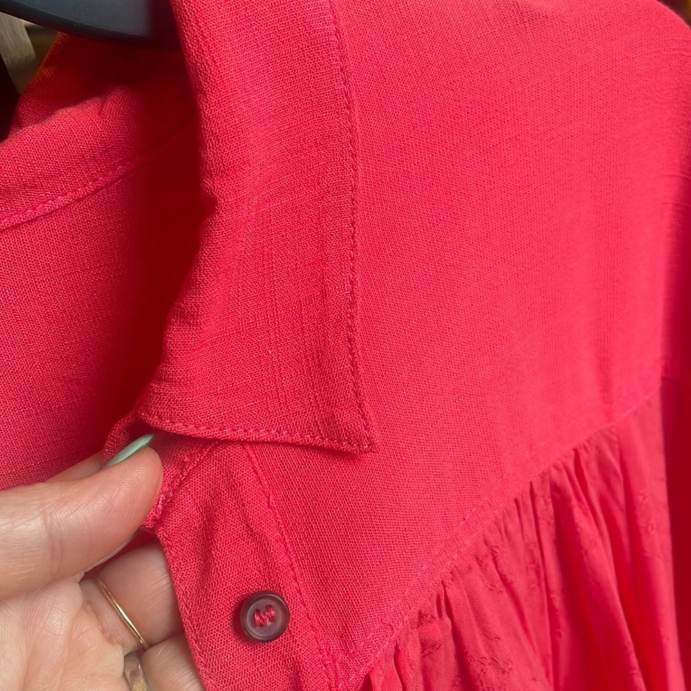 FREE PEOPLE women’s OVERSIZED LOVELY DAY button up collared SHIRT pockets Small - Picture 4 of 15